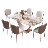 XTCZ-006 Ensemble table et chaises de salle à manger en métal moderne, design personnalisable pour hôtel, villa, utilisation de luxe, rectangulaire