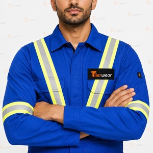 Nouvelle combinaison de travail pour homme 2026 en coton bleu haute visibilité, imperméable et coupe-vent, avec bandes réfléchissantes, manches longues, combinaison de sécurité - Product Image 6