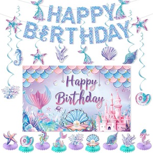 Decoraciones para Fiestas Temáticas de Sirenas, Pancarta de Cumpleaños, Telones de Fondo en Espiral, Decoración de Escenarios Hechos a Medida - Product Image 2