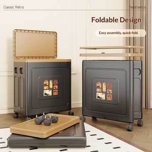 Armario Multiusos Moderno de Mediados de Siglo, Armario Plegable con Ruedas para Guardar Ropa y Edredones de Gran Capacidad, Plástico PP - Product Image 2