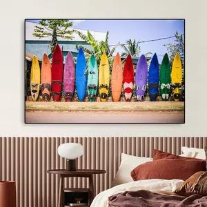 Hermoso paisaje de tablas de Surf coloridas en Maui, imagen de Surf, fotografía, lienzo impreso, decoración del hogar, carteles