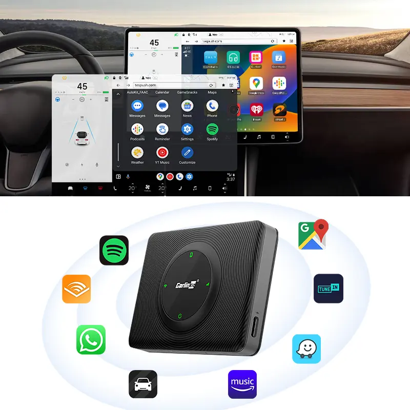 Aksesori CarlinKit Tesla Dongle CarPlay Nirkabel untuk Upgrade Online Model Tesla 3 Y X S