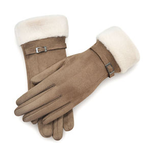 DSX Winter Outdoor Everyday Casual Suede Wrist-Length Full Finger <b>Gloves</b> Fur Lining Touch Screen Design Custom Logo - Product Image 5