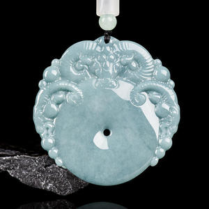Colgante de Jadeíta Natural con los Doce Signos del Zodiaco, Oveja, Jade Azul Agua, Diseño Original UNISEX, Regalo con Certificado de Tasación DW116 - Product Image 1