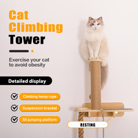 ROPECUBE Tour d'escalade murale pour chat avec griffoir en sisal et étagère en bois Meubles de jeu d'activité pour chat