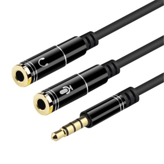 Headset Adapter Y Splitter 3.5mm Male to 2 Female Cable with Separate Mic and Audio Headphone Connector Mutual Convertors