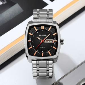 Montre pour homme Skmei 9354, style business, cadran carré argenté, mouvement à quartz, bracelet en acier inoxydable, étanche 3ATM, vente en gros - Product Image 5