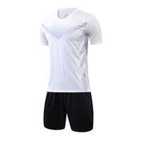 Conjunto de Camiseta de Fútbol Unisex con Pantalones Cortos y Número Personalizado, Uniforme de Fútbol de Secado Rápido, Transpirable, 100% Poliéster, con Bolsillos