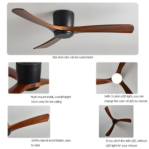 Quạt trần tiết kiệm năng lượng, cánh gỗ, kiểu lắp âm trần thấp, điều khiển từ xa hoặc qua ứng dụng Tuya, dành cho trần nhà thấp - Product Image 6