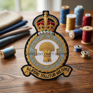 RAF AUXILIARY AIR High Quality Lace Embroidered Patch <b>Sew</b>-On Fabric Badge Circular Luxury Design for Garment - Product Image 2