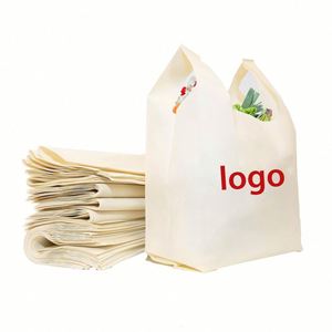Cheap Eco Grocery Shopping Gift Recycled Waterproof T-Shirt Foldable Vest Tote Beige <b>Pla</b> Non Woven Bag - Product Image 1