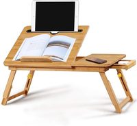 Support portable pliable pour ordinateur portable, réglable en hauteur, avec plateau en bambou écologique – Idéal pour l'étude et le travail au lit – Offre spéciale