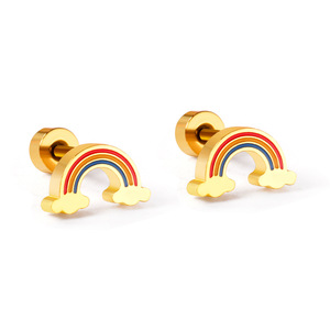 Rainbow Stud Earrings Zinc Alloy Cartoon Design Gift For Women Fashion Jewelry - Product Image 1