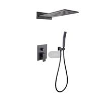 Mitigeur de douche thermostatique Koala noir à deux fonctions avec bouton tactile effet pluie, système contemporain en laiton 5