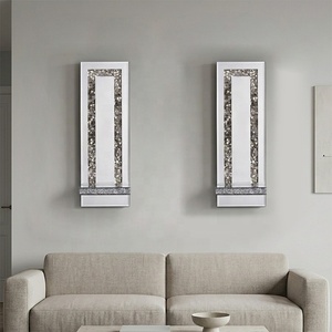 <span class=keywords><strong>Portacandele</strong></span> <span class=keywords><strong>da</strong></span> Parete <span class=keywords><strong>in</strong></span> Legno con Cristalli Scintillanti, Diamanti Schiacciati e Strass a Specchio - Product Image 2