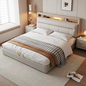 โครงเตียงปรับระดับได้แบบโมเดิร์นขนาดคิงไซส์ พร้อมแท่นชาร์จไฟ LED ปรับเอนนอนได้ ดีไซน์สะดวกสบายพร้อมที่เก็บของ  หัวเตียงพร้อมชั้นวางของแบบ LED - Product Image 3