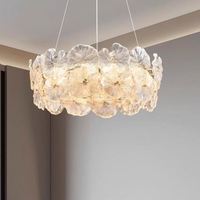 Lustre de salon moderne simple et luxueux de designer français, lumière suspendue à fleurs chaudes pour salle à manger, chambre principale, matériau en verre