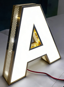 Nouveauté : Enseigne lumineuse extérieure personnalisée en métal doré 3D brillant avec logo d'entreprise pour publicité commerciale - Product Image 2