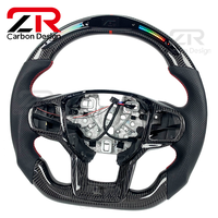 Volant de course sportif personnalisé en fibre de carbone régulière avec LED RPM et cuir véritable pour Ford Explorer ST ST-Line TFD TFC Raptor