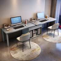 Escritorio de Madera Sólida con Librero Integrado, Escritorio Combinado para Estudiantes, Escritorio de Estudio y Escritura, Escritorio de Oficina para Dos Personas, Modelo FJX928