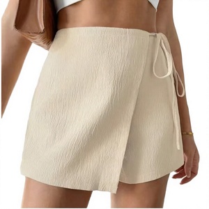 Breathable Plain Dyed Chiffon Crocheted Empire Waist A-Line Design Mini <b>Skirts</b> Ladies Summer Casual - Product Image 1