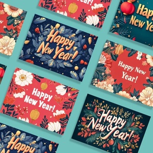 Cemao 10 Floral New Year's Holiday Messages Thank You Blessings Spring Festival Gifts Greeting Cards