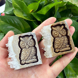 Estatua de Búho de Cristal Natural Tallada en Geoda de Cuarzo, Adorno Animal de Cristal para Sanación Reiki, Colección Espiritual - Product Image 2