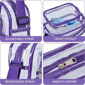 Sac à bandoulière transparent en PVC personnalisé, imperméable, approuvé pour les stades, sac messager transparent pour hommes et femmes, utilisation en extérieur - Product Image 4