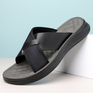 Men's Breathable <b>Slide</b> Sandals Black Casual Outdoor Beach Shoes <b>Slip</b>-On Youth Style - Product Image 1