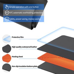 Noir 3 niveaux de chauffage et 4 heures d'arrêt automatique, tapis de souris en cuir PU, tapis de bureau chauffant, tapis de bureau chaud - Product Image 3