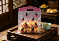 Sachet refermable en plastique PE givré imprimé sur mesure pour desserts, pâtisseries, voyages, emballage alimentaire, réfrigérateur