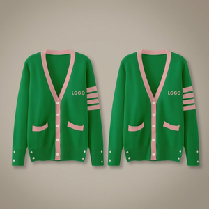 Cardigan en tricot géométrique épais pour homme Power Abaan Sports, à manches longues, anti-plis, col mandarin, fermeture éclair et boutons, idéal pour l'hiver - Product Image 2