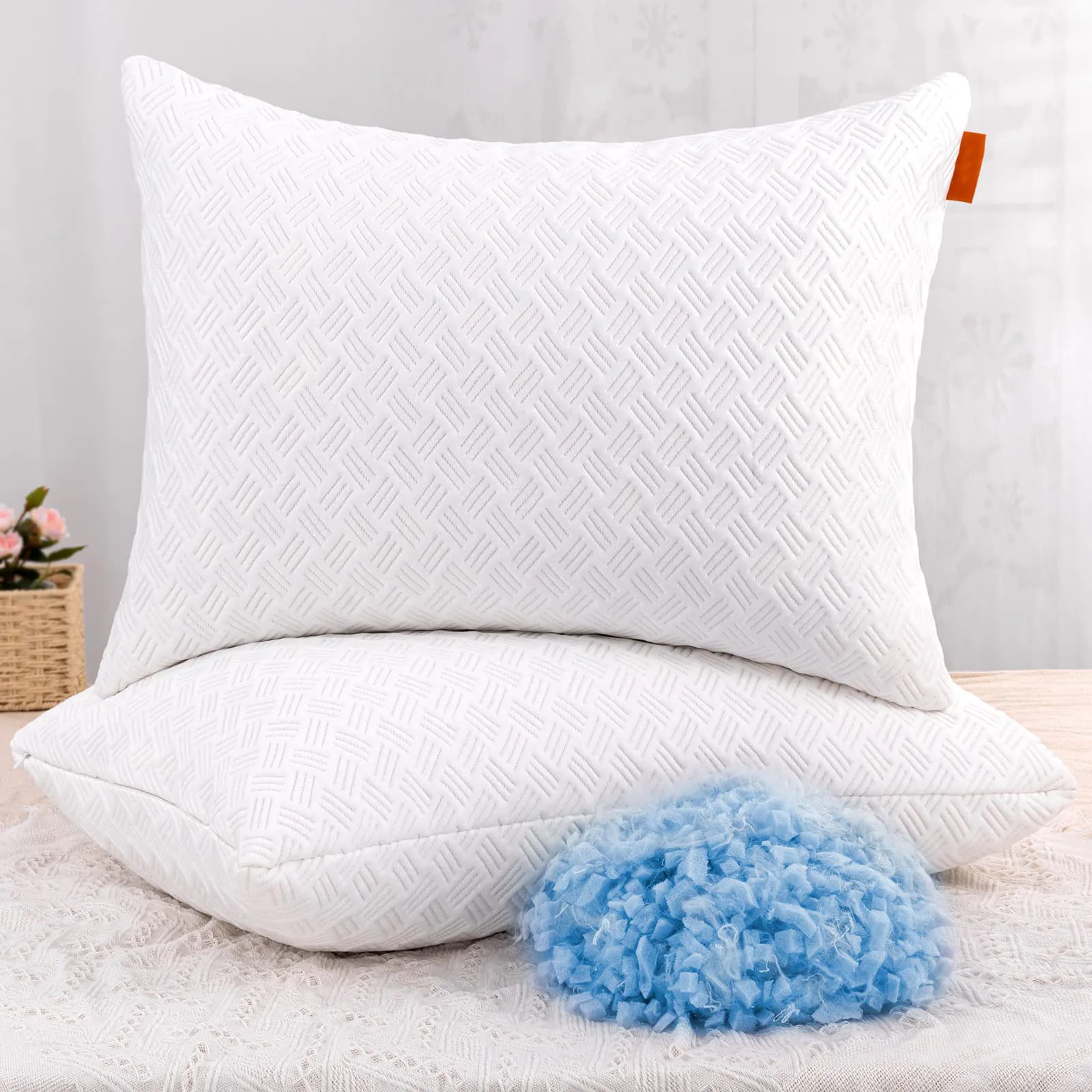 Custom Washable Removable Polyester Cover Adjustable Shredded Cooling Gel Memory Foam Pillows With Label