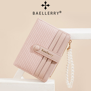 Baeillerry Women's <b>Wallet</b> Pink PU Pearl Chain <b>Compact</b> Multifunctional <b>Wallet</b> For Everyday Use - Product Image 5