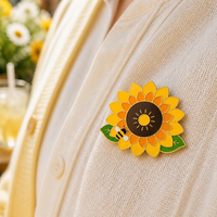 Vente en gros d'émaux métalliques personnalisés - Forme de plante, motif floral tournesol, placage or, marque Pinstar, MOQ 50 pièces
