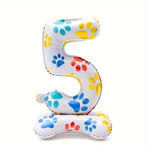 Baru 16 inci balon nomor berdiri cakar anjing 0-9 aluminium Foil pesta ulang tahun hewan peliharaan untuk dijual - Product Image 4