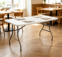Table de camping pliable moderne et légère avec poignée de transport, en HDPE durable, imperméable et empilable, idéale pour les fêtes en extérieur