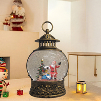 Lanterne de Noël LED en plastique léger, blanc chaud, avec paillettes, motif Père Noël, IP20, personnalisable, à piles, pour décoration de table et de maison - Grande Vente