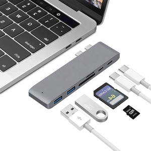 Поддержка OEM ODM Type C концентратор с кард-ридером Type-C <span class=keywords><strong>6</strong></span> в <span class=keywords><strong>1</strong></span> адаптер USB-C концентратора алюминиевая многопортовая док-станция <span class=keywords><strong>6</strong></span> в <span class=keywords><strong>1</strong></span> - Product Image 1