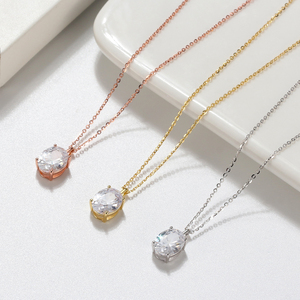 RINNTIN <span class=keywords><strong>APN</strong></span> brillante lujo moda chapado en oro plata esterlina 925 cristal circón geométrico colgante collar para mujer joyería - Product Image 1