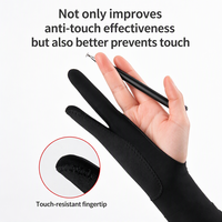 Gants en microfibre anti-touche à un doigt, dédiés aux tablettes graphiques, trois couches antidérapantes pour le dessin