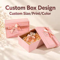 Boîte cadeau rigide rose personnalisée avec ruban, emballage cosmétique de luxe pour pots de crème de soin, impression de logo personnalisée