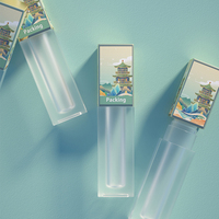 Tubes de gloss à lèvres vides en plastique de 4 ml, forme carrée, en gros, étiquette privée, avec applicateur brosse
