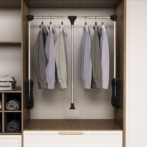 Best Choice Wardrobe Lifting Clothes Rod Double Damper Track Detachable Wall Mount Cold Rolled Steel Hardware - Product Image 1