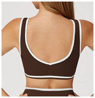 Soutien-gorge de sport pour femme à maintien élevé, antichoc, dos en V, bretelles larges, color-block, col en V, pour la course, avec designs personnalisés, style vêtements de sport et sous-vêtements