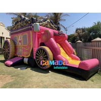 Château gonflable commercial, carrosse de princesse, château gonflable combiné avec toboggan aquatique