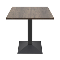 Table de salle à manger carrée en mélamine imitation bois avec piétement carré en fer noir