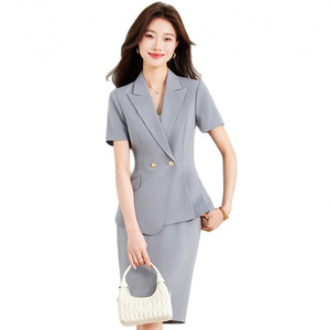 Women's Summer Suit Set Short Sleeve Elegant Professional Office Wear Slim Fit Anti-Wrinkle Business Leisure Uniform - Product Image 5
