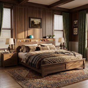 Cabecero de Madera SENYU con Estantes de Almacenamiento, Tamaño Queen, Estilo Rústico, Diseño Acanalado, Estructura de Cama, Muebles de Dormitorio - Product Image 5