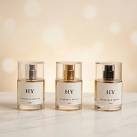 Flacon de parfum de luxe 30 ml en verre transparent, vide, à sertir facilement, avec pulvérisateur et diffuseur à bâtonnets, capuchon transparent, sérigraphie